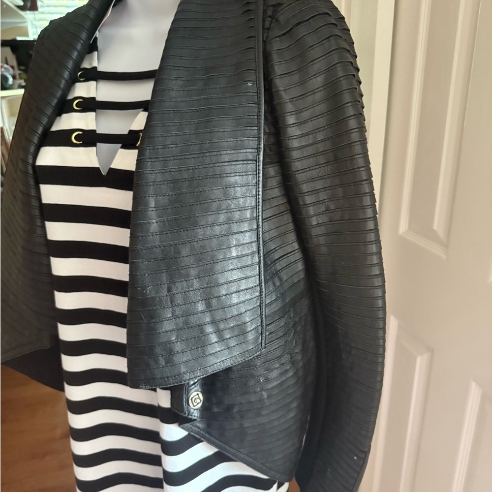 Marciano Black Leather Jacket Asymmetrical Zipper